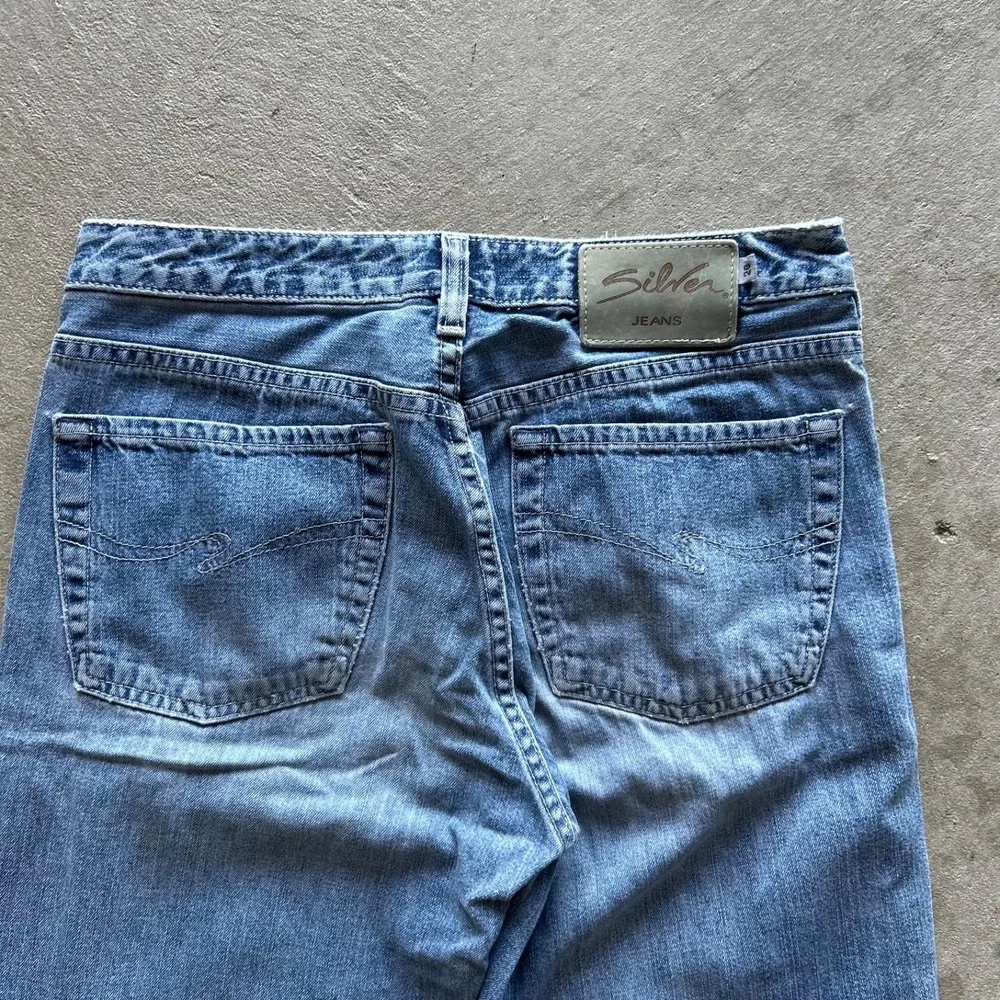 Vintage Silver Bootcut Jeans Womens 28x30 Blue Faded Wash Denim Button Fly Flare
